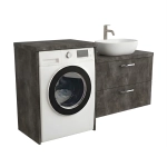 Szafka łazienkowa na pralkę i umywalkę wisząca nadblatowa z blatem szuflady Beton Czarny Lucy Paula Pojedyncza