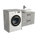 Szafka łazienkowa na pralkę i umywalkę wisząca nadblatowa z blatem szuflady Beton Jasny Lucy Paula Pojedyncza