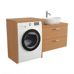 Szafka łazienkowa na pralkę i umywalkę wisząca nadblatowa z blatem szuflady Buk Lucy Paula Pojedyncza
