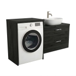 Szafka łazienkowa na pralkę i umywalkę wisząca nadblatowa z blatem szuflady Czarny Onyx Lucy Paula Pojedyncza