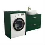 Szafka łazienkowa na pralkę i umywalkę wisząca nadblatowa z blatem szuflady Zielony Lucy Paula Pojedyncza