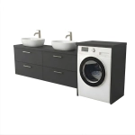 Szafka łazienkowa na pralkę i umywalkę wisząca nadblatowa z blatem szuflady Antracyt Lucy Paula Podwójna