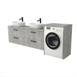Szafka łazienkowa na pralkę i umywalkę wisząca nadblatowa z blatem szuflady Beton Jasny Lucy Paula Podwójna
