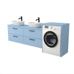 Szafka łazienkowa na pralkę i umywalkę wisząca nadblatowa z blatem szuflady Niebieski Lucy Paula Podwójna