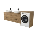 Szafka łazienkowa na pralkę i umywalkę wisząca nadblatowa z blatem szuflady Wotan Lucy Paula Podwójna