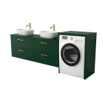 Szafka łazienkowa na pralkę i umywalkę wisząca nadblatowa z blatem szuflady Zielony Lucy Paula Podwójna