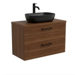 Szafka Łazienkowa Wisząca Pod Umywalkę Z Szufladami Z Blatem Nadblatowa Orzech Paula
