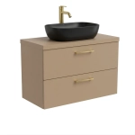 Szafka Łazienkowa Wisząca Pod Umywalkę Z Szufladami Z Blatem Nadblatowa Cappuccino Paula