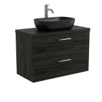 Szafka Łazienkowa Wisząca Pod Umywalkę Z Szufladami Z Blatem Nadblatowa Czarny Onyx Paula