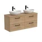 Szafka Łazienkowa Wisząca Pod Umywalkę Z Szufladami Podwójna Z Blatem Nadblatowa Dąb Cremona Paula