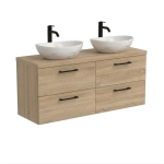 Szafka Łazienkowa Wisząca Pod Umywalkę Z Szufladami Podwójna Z Blatem Nadblatowa Sonoma Paula