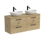 Szafka Łazienkowa Wisząca Pod Umywalkę Z Szufladami Podwójna Z Blatem Nadblatowa Artisan Paula