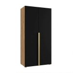 Szafa na wymiar do przedpokoju szafa do sypialni na ubrania z półkami Złoty Craft i Czarne Fronty Kama Podwójna