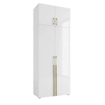 Szafa na wymiar do przedpokoju szafa do sypialni na ubrania z półkami z nadstawką Biały Połysk Kama Podwójna