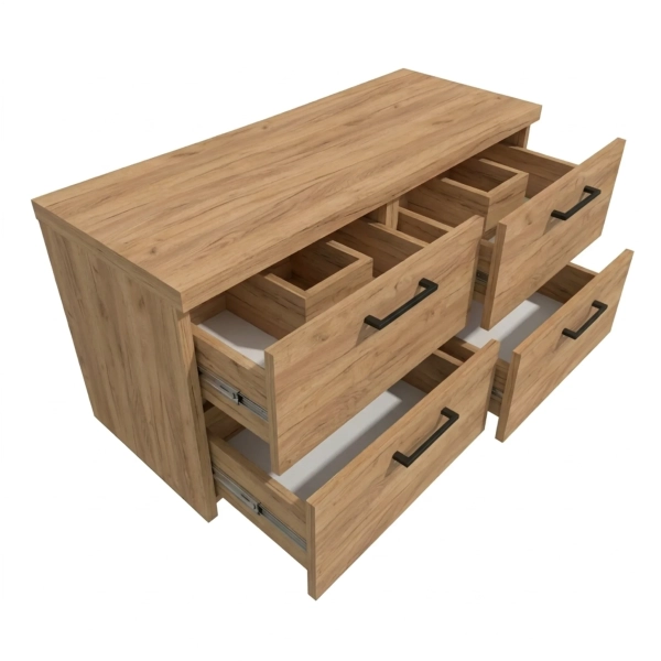 Szafka Łazienkowa Wisząca Pod Umywalkę Z Szufladami Podwójna Z Blatem Nadblatowa Złoty Craft Paula 02