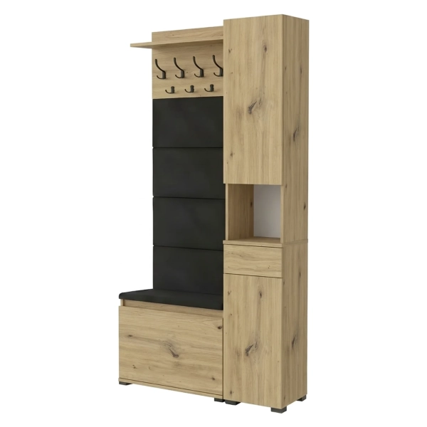 Garderoba Szafka Do Przedpokoju Na Buty z Siedziskiem Słupek Panele Tapicerowane Wieszak Artisan Zestaw Szuflada 05