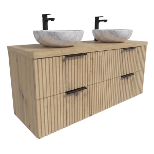Szafka łazienkowa wisząca ryflowana pod umywalkę podwójna Artisan Paula 01