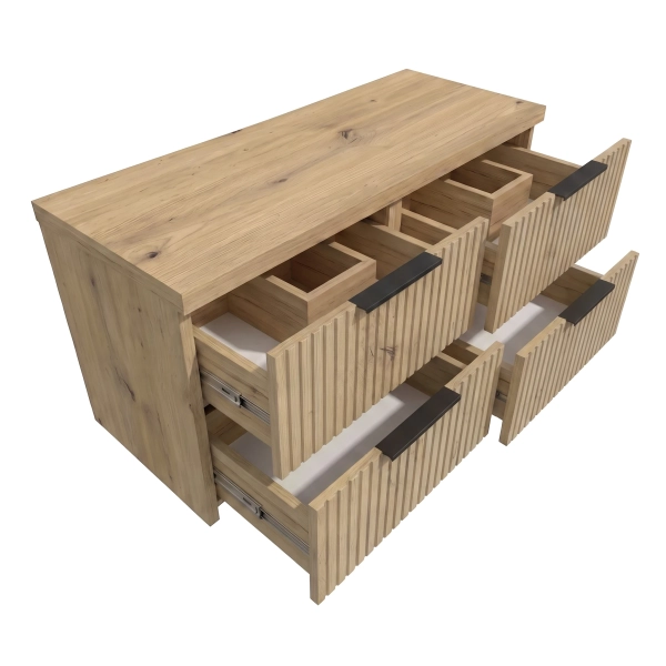 Szafka łazienkowa wisząca ryflowana pod umywalkę podwójna Artisan Paula 02
