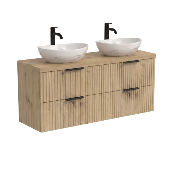 Szafka łazienkowa wisząca ryflowana pod umywalkę podwójna Artisan Paula 03