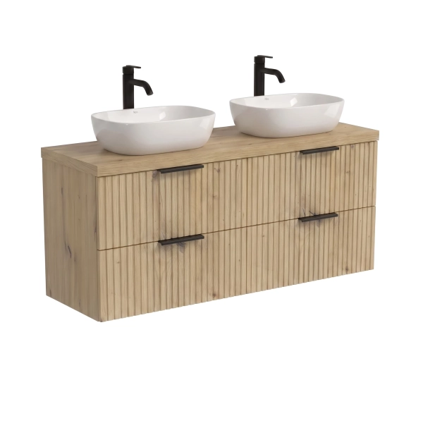 Szafka łazienkowa wisząca ryflowana pod umywalkę podwójna Artisan Paula 06