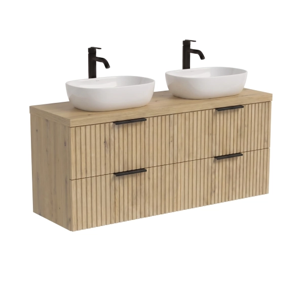 Szafka łazienkowa wisząca ryflowana pod umywalkę podwójna Artisan Paula 09