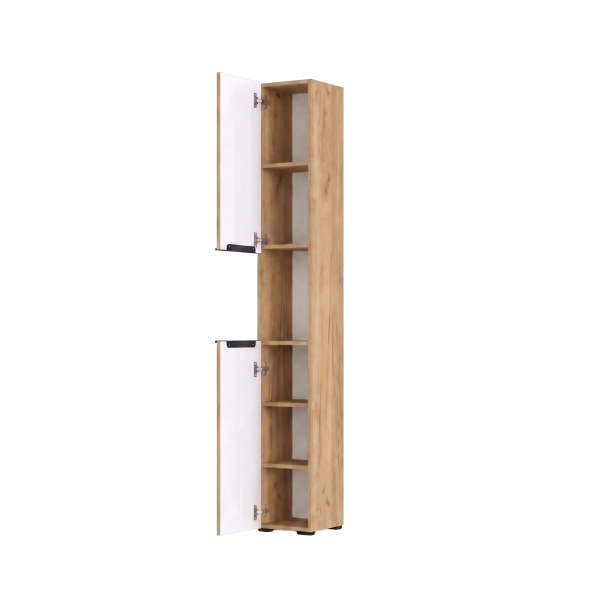 Wąski słupek łazienkowy ryflowany Złoty Craft Lora 02