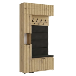 Szafka na buty ryflowana z siedziskiem wieszakiem i słupkiem Artisan Lova S N 02