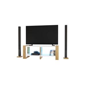 Ława Stolik Pod Telewizor TV Skandynawski Biały + Złoty Craft LED Niko RTV 05