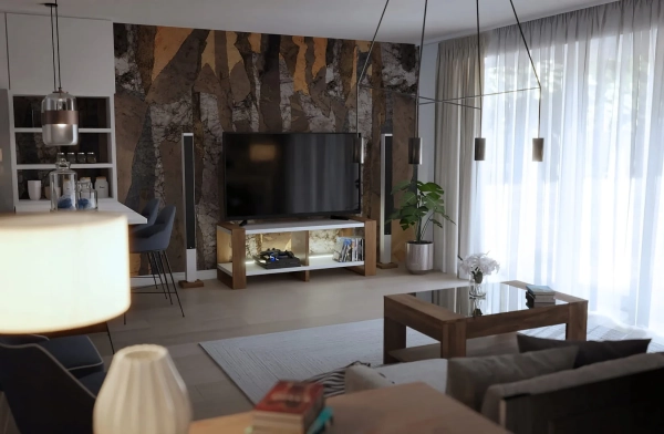 Ława Stolik Pod Telewizor TV Skandynawski Biały + Złoty Craft LED Niko RTV 01
