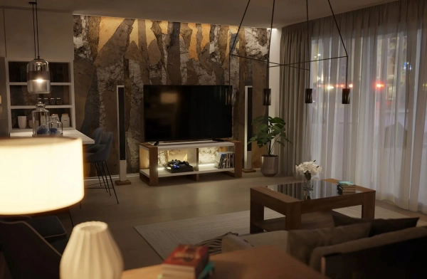 Ława Stolik Pod Telewizor TV Skandynawski Biały + Złoty Craft LED Niko RTV 02