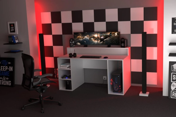 Biurko Gamingowe Komputerowe Duże Białe Enigma 05