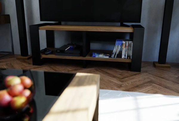 Ława Stolik Pod Telewizor TV Skandynawski Złoty Craft + Czarny Niko RTV 01