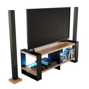 Ława Stolik Pod Telewizor TV Skandynawski Złoty Craft + Czarny LED Niko RTV 03