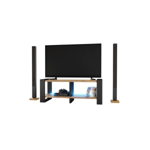 Ława Stolik Pod Telewizor TV Skandynawski Złoty Craft + Czarny LED Niko RTV 02