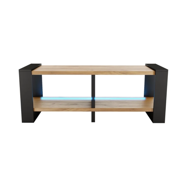 Ława Stolik Pod Telewizor TV Skandynawski Złoty Craft + Czarny LED Niko RTV 01