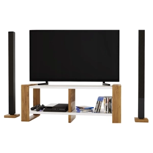 Ława Stolik Pod Telewizor TV Skandynawski Biały + Złoty Craft Niko RTV 01