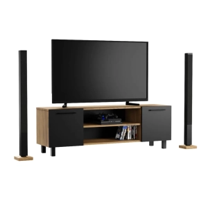 Szafka RTV Komoda Pod Telewizor TV Loft Złoty Craft + Czarna Valeria 02