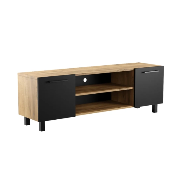 Szafka RTV Komoda Pod Telewizor TV Loft Złoty Craft + Czarna Valeria 01