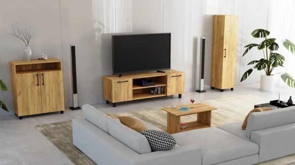 Szafka RTV Komoda Pod Telewizor TV Loft Złoty Craft Valeria 03