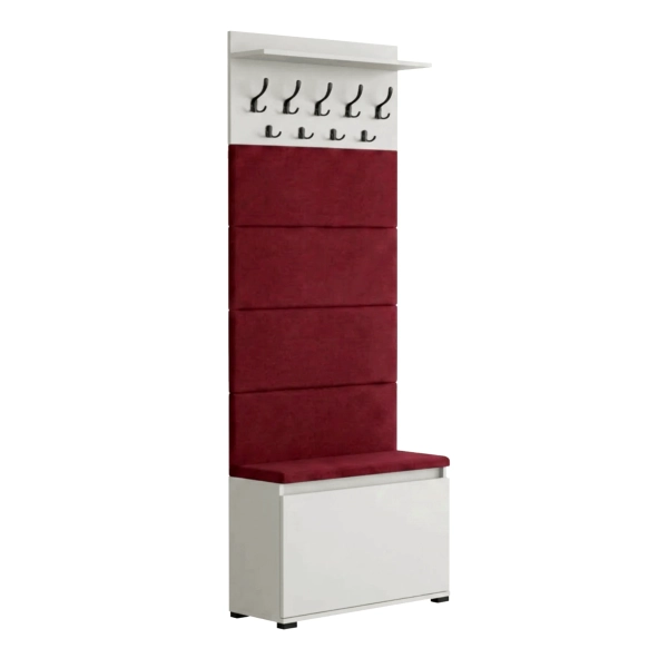 Garderoba Szafka Do Przedpokoju Na Buty z Siedziskiem Panele Tapicerowane Wieszak Popiel Lova 10