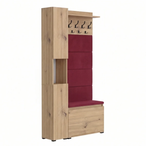 Garderoba Szafka Do Przedpokoju Na Buty z Siedziskiem Słupek Panele Tapicerowane Wieszak Artisan Zestaw 15