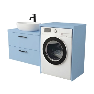 Szafka łazienkowa na pralkę i umywalkę wisząca nadblatowa z blatem szuflady Niebieski Lucy Paula Pojedyncza 02