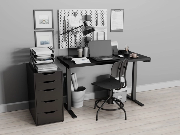 Biurko Gamingowe Elektryczne Regulowane Duże  Dla Gracza Czarne E 02