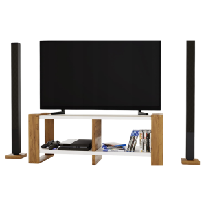 Ława Stolik Pod Telewizor TV Skandynawski Biały + Złoty Craft Niko RTV 01