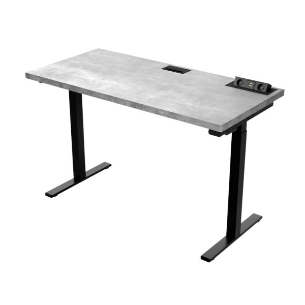 Biurko Gamingowe Elektryczne Regulowane Duże  Dla Gracza Beton Jasny E 01