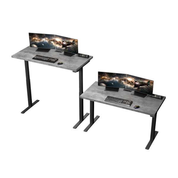 Biurko Gamingowe Elektryczne Regulowane Duże  Dla Gracza Beton Jasny E 03