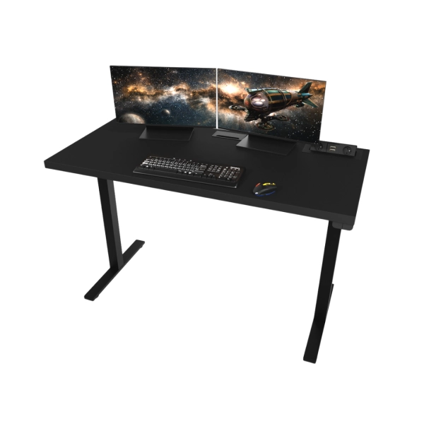 Biurko Gamingowe Elektryczne Regulowane Duże  Dla Gracza Czarne E 04