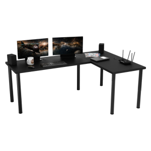 Biurko Gamingowe Narożne Podwójne Obustronne Z Ledem Czarne N 02