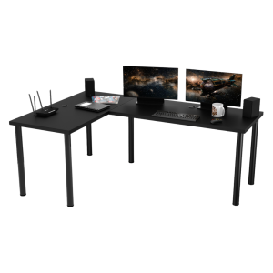 Biurko Gamingowe Narożne Podwójne Obustronne Z Ledem Czarne N 04