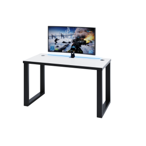 Biurko Gamingowe Białe Z Ledem S 06